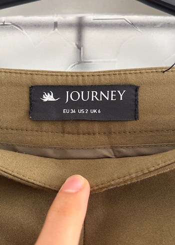 Düğmeli Haki Süet Kadın Kumaş Pantolon - Görsel 4