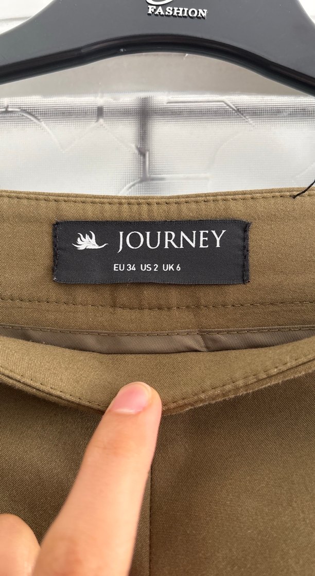 Düğmeli Haki Süet Kadın Kumaş Pantolon - Görsel 4