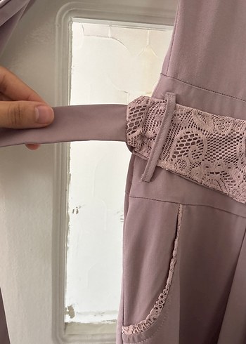 Gül kurusu Kadın Uzun Elbise, Fırfırlı, Uzun Kollu - Görsel 3