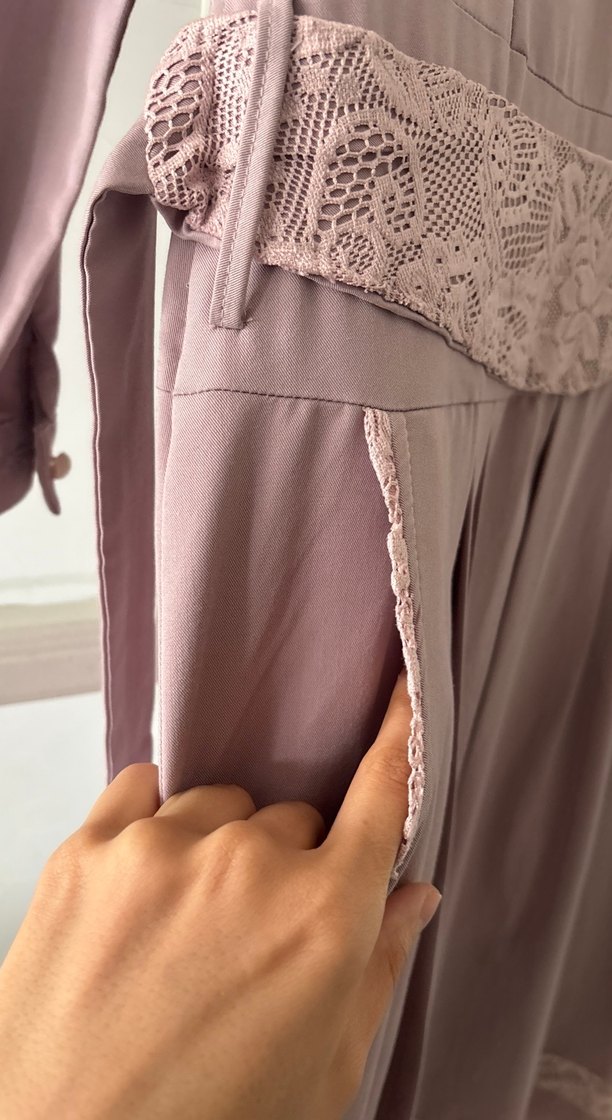 Gül kurusu Kadın Uzun Elbise, Fırfırlı, Uzun Kollu - Görsel 4