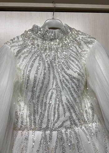 Uzun Kollu Beyaz Prenses Gelinlik - Görsel 7