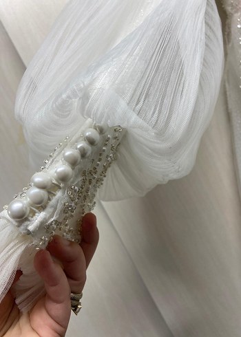 Uzun Kollu Beyaz Prenses Gelinlik - Görsel 6