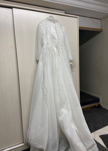 Uzun Kollu Beyaz Prenses Gelinlik - Görsel 5