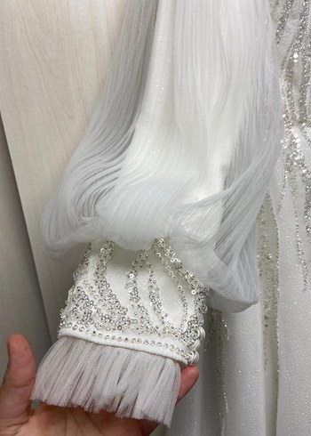 Uzun Kollu Beyaz Prenses Gelinlik - Görsel 8