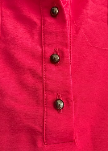 Koyu pembe Düğmeli Uzun Kadın Tunik - Görsel 3