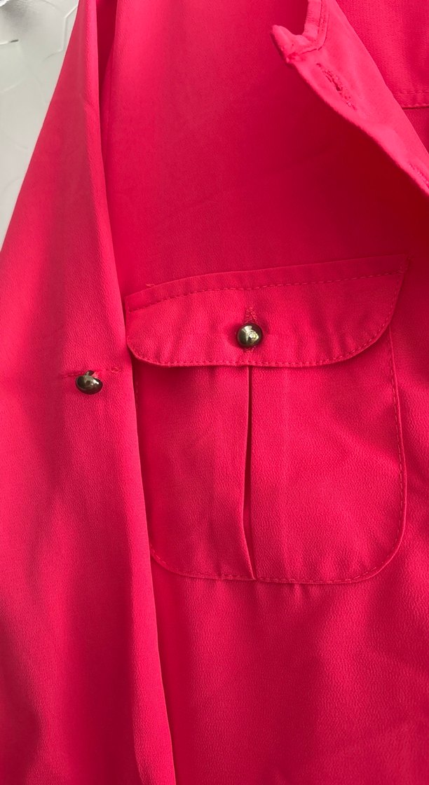 Koyu pembe Düğmeli Uzun Kadın Tunik - Görsel 4