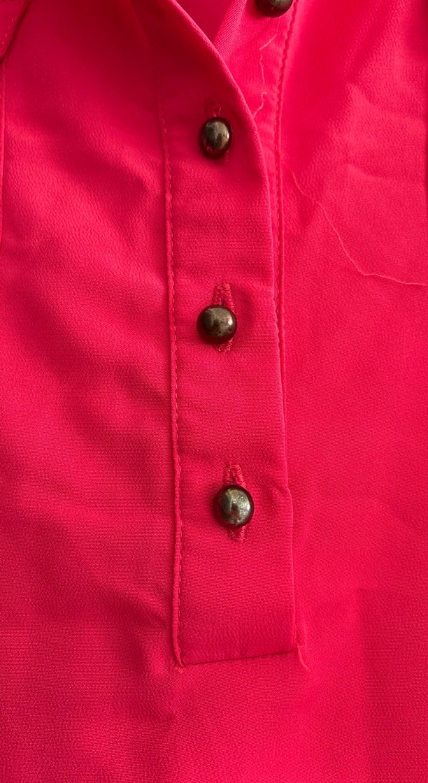 Koyu pembe Düğmeli Uzun Kadın Tunik - Görsel 3