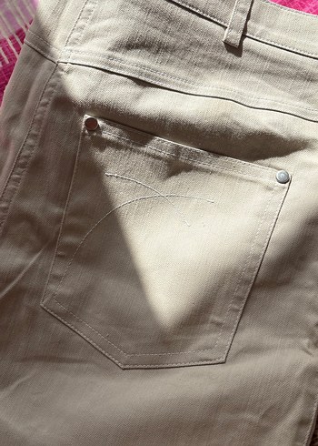 Bej Keten Kadın Mini Şort - Görsel 4