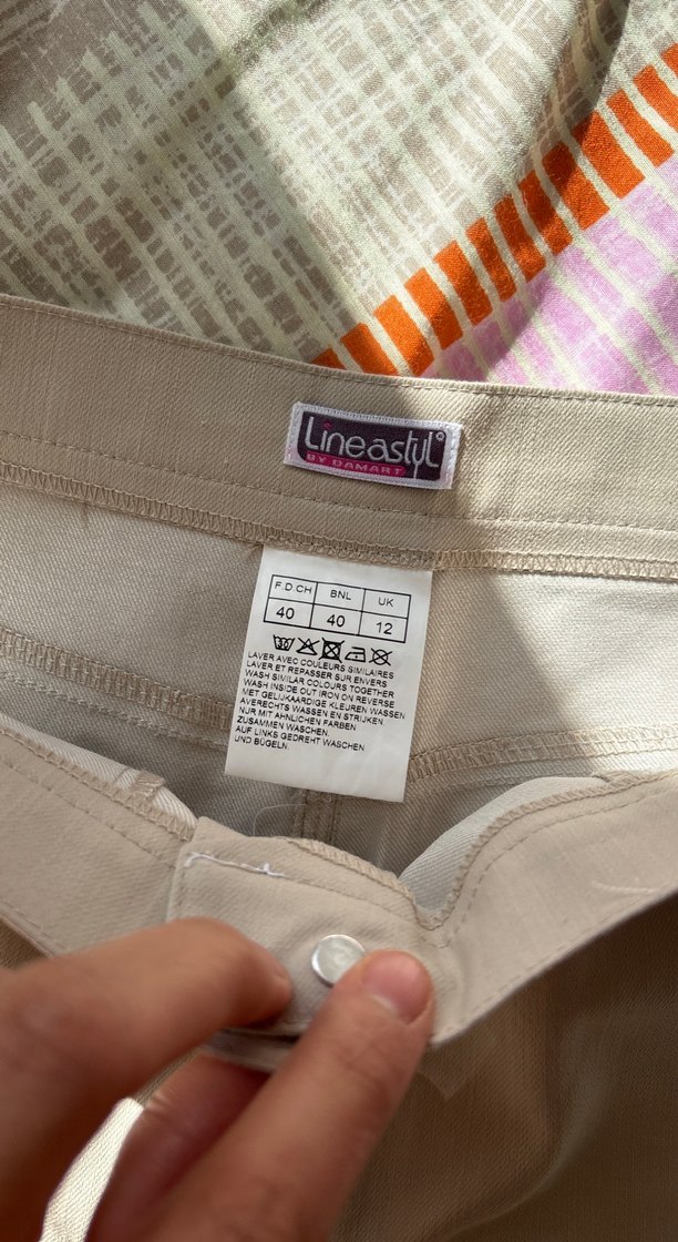 Bej Keten Kadın Mini Şort - Görsel 3