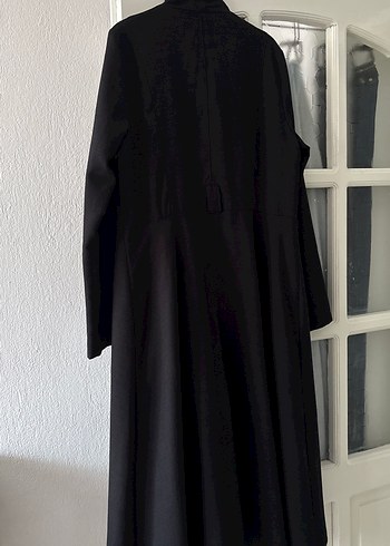 Uzun Siyah Düğmeli Kadın Ceket - Görsel 6