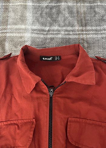 Kiremit rengi Kısa Düğmeli Kadın Ceket - Görsel 2