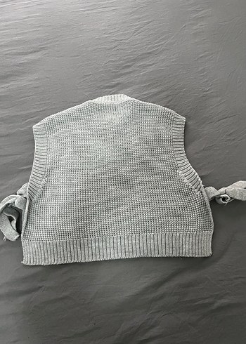 Gri Örgü Bohem Kadın Süveter - Görsel 2