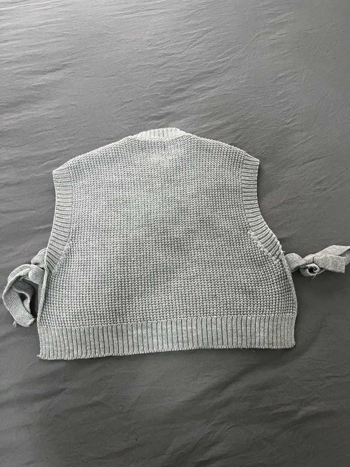 Gri Örgü Bohem Kadın Süveter - Görsel 2