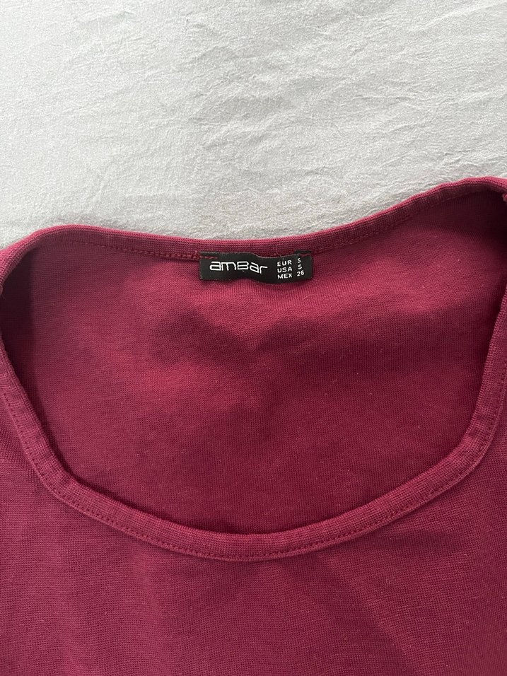 Bordo Kadın Uzun Kollu Basic Tişört - Görsel 2