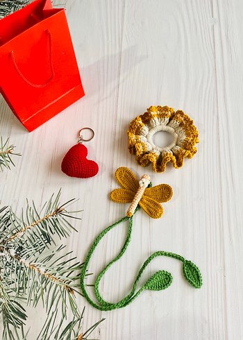 Bohem Örgü Anahtarlık ve Saç Tokası Seti - Görsel 2