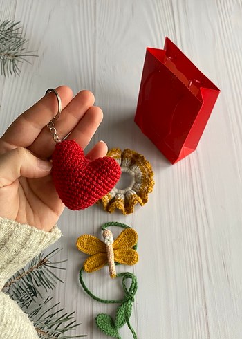 Bohem Örgü Anahtarlık ve Saç Tokası Seti - Görsel 3