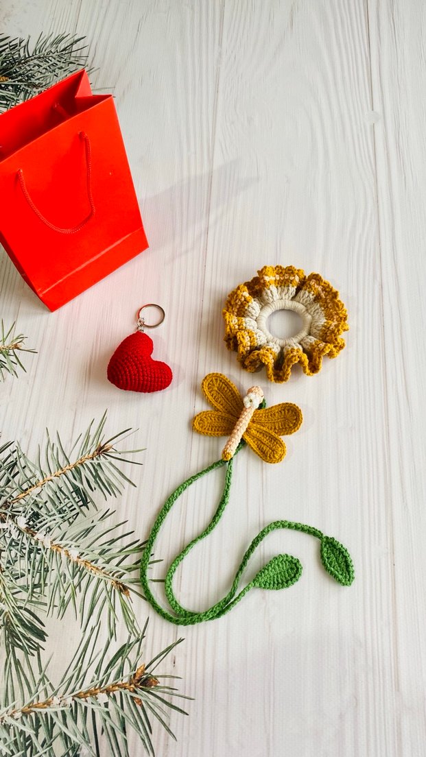 Bohem Örgü Anahtarlık ve Saç Tokası Seti - Görsel 2