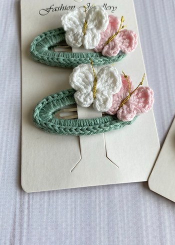 Kelebek  mint yeşili  Çocuk Toka Seti - Görsel 2