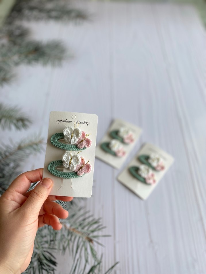 Kelebek  mint yeşili  Çocuk Toka Seti - Görsel 3