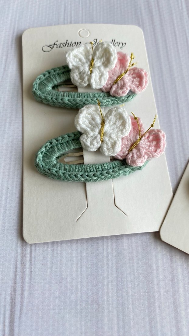 Kelebek  mint yeşili  Çocuk Toka Seti - Görsel 2