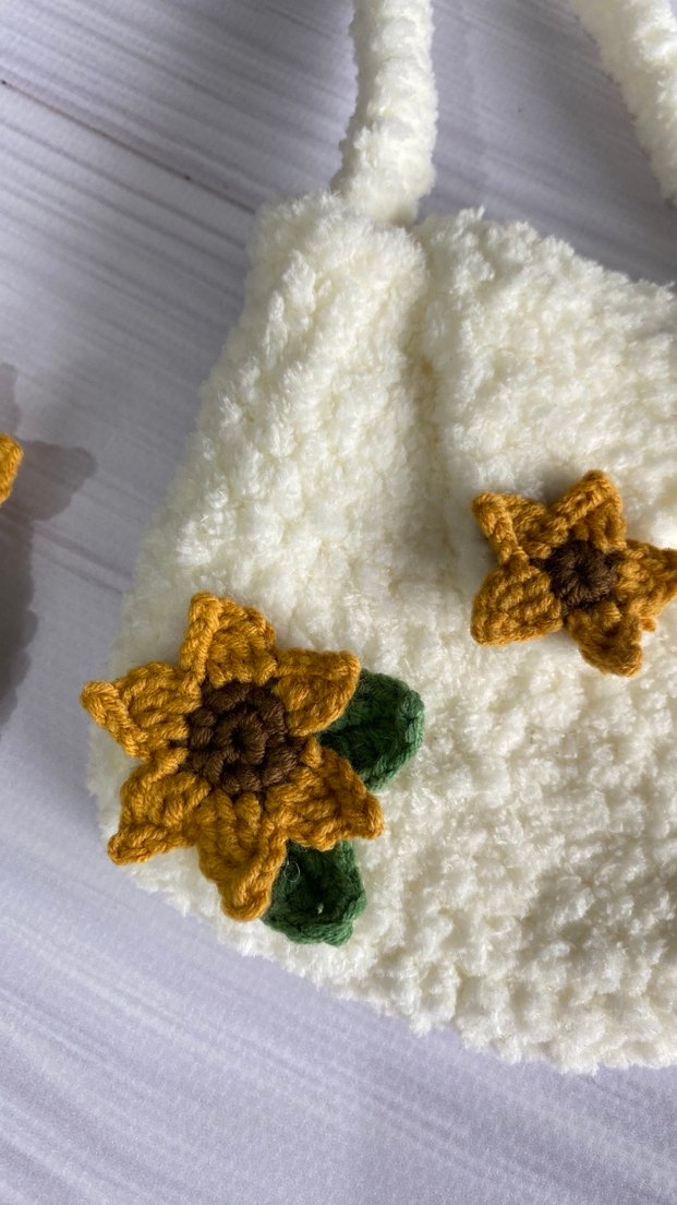 Ekru Çanta ve ay çiçeği  Toka Seti - Görsel 3