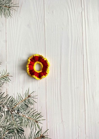 Sarı Lacivert, siyah beyaz Örgü Saç Tokası - Görsel 4