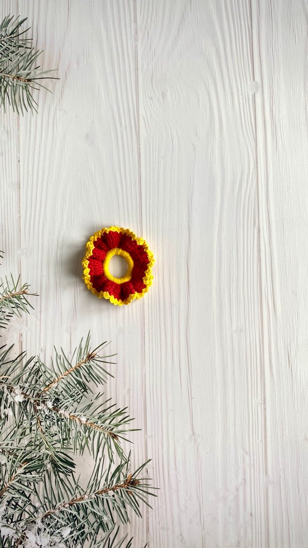 Sarı Lacivert, siyah beyaz Örgü Saç Tokası - Görsel 4