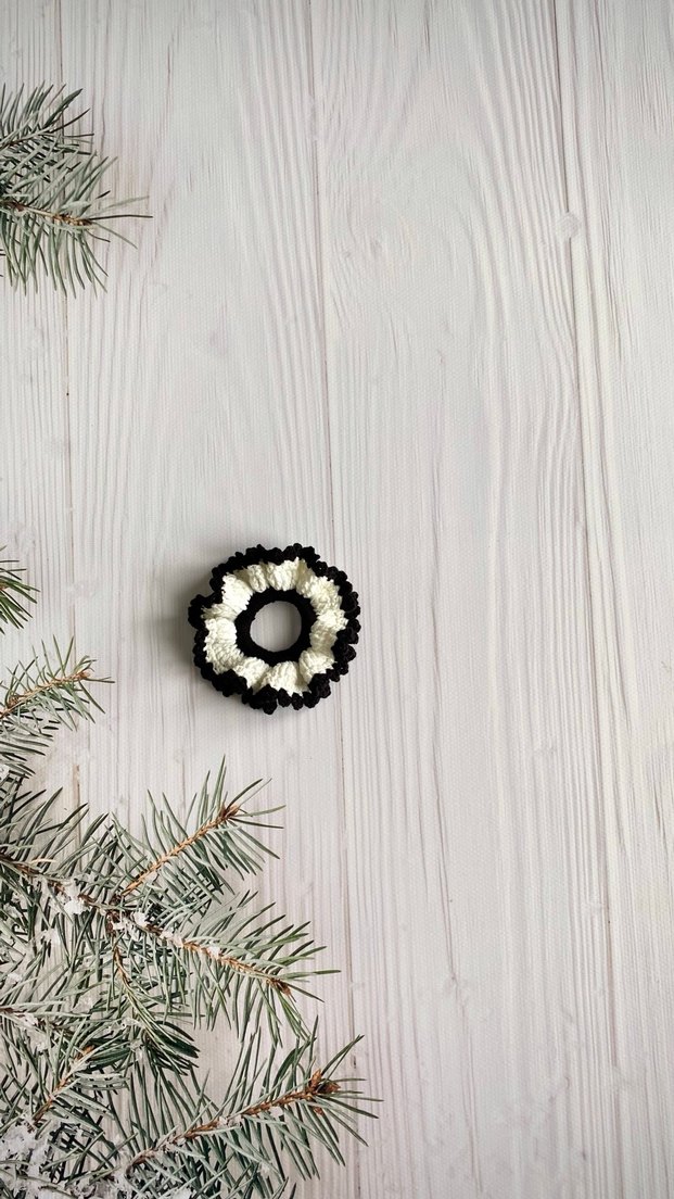 Sarı Lacivert, siyah beyaz Örgü Saç Tokası - Görsel 3