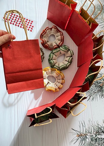 Renkli Örgü Lastikli Saç Tokası Seti - Görsel 3