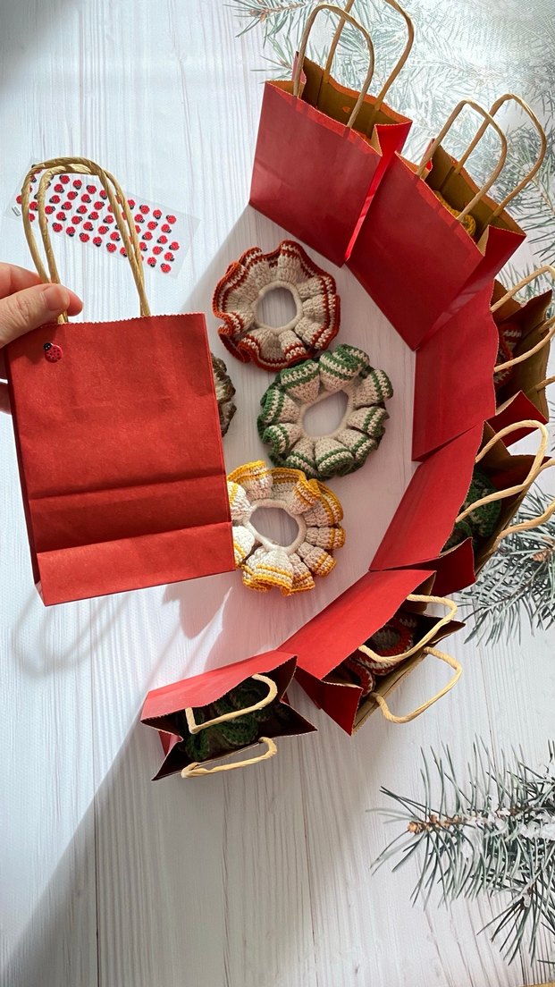 Renkli Örgü Lastikli Saç Tokası Seti - Görsel 3