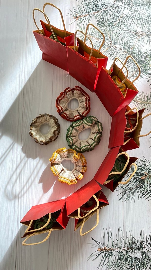 Renkli Örgü Lastikli Saç Tokası Seti - Görsel 2