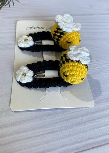 Çiçek Desenli Örgü Pastel Çocuk Toka Seti - Görsel 2