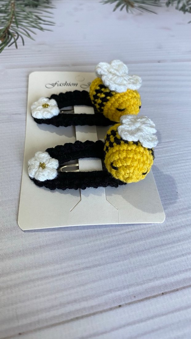 Çiçek Desenli Örgü Pastel Çocuk Toka Seti - Görsel 2