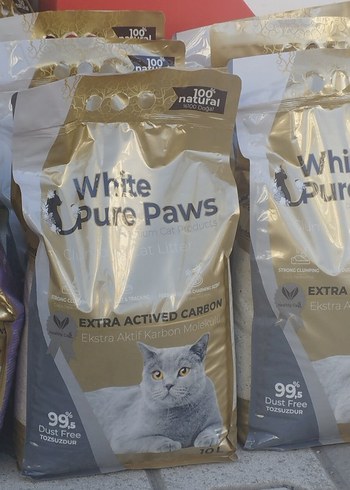 White Pure Paws Ekstra Aktif Karbonlu Kedi Kumu 10L