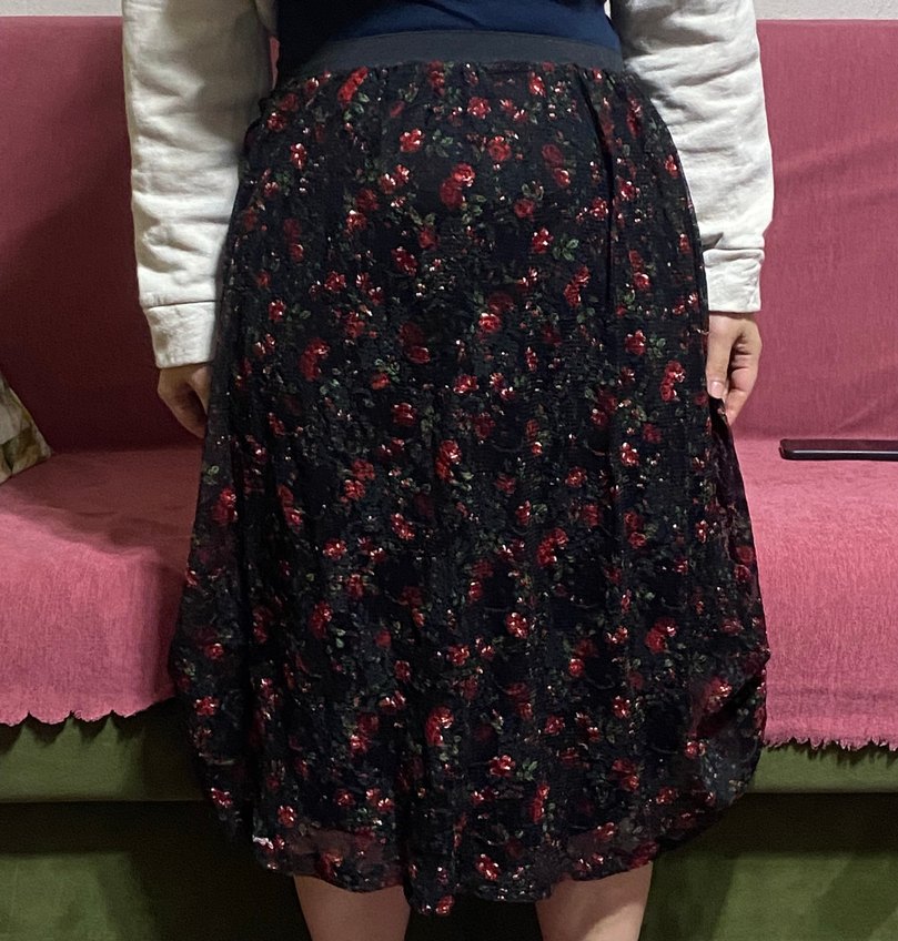 Bordo Dantel Detaylı Midi Gebelik Etek - Görsel 2