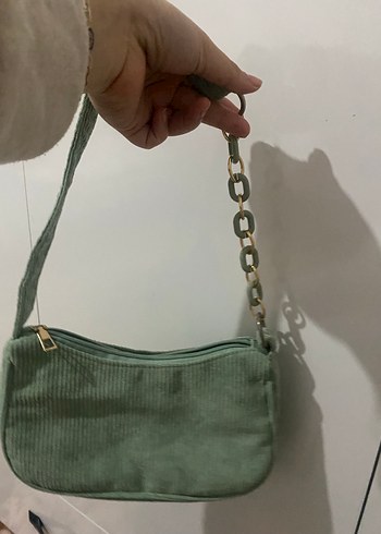 Turkuaz Süet Zincir Detaylı Kadın Çanta - Görsel 2