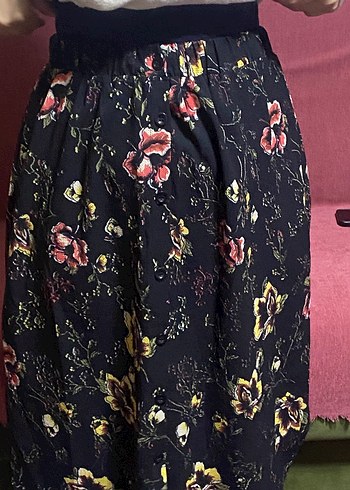 Çiçek Desenli Midi Bohem Etek - Görsel 3