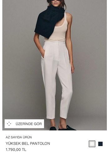 Zara Yuksek Bel Beyaz Pantolon
