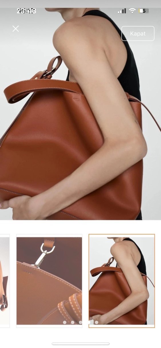 Bej Deri Kadın Çanta - Görsel 4