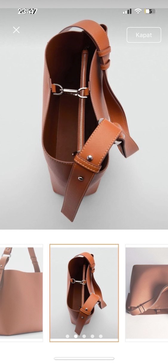 Bej Deri Kadın Çanta - Görsel 2