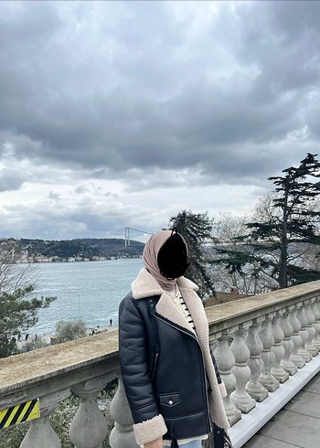 Kürk Detaylı Siyah Deri Kadın Ceket - Görsel 2