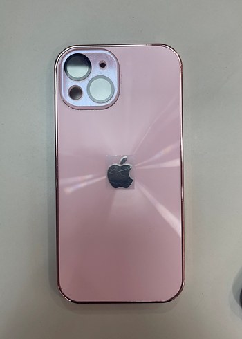 Parlak Pembe Telefon Kılıfı Apple logolu iPhone 15 pembe