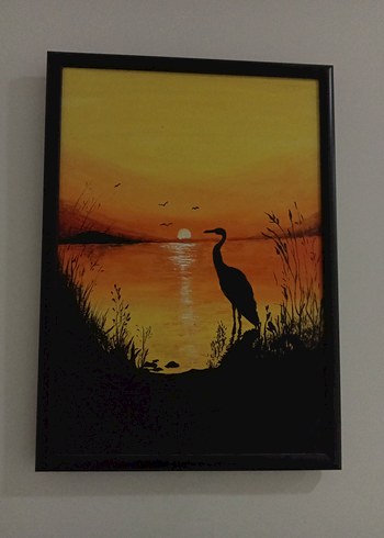 Günbatımı ve Kuş Temalı Tablo