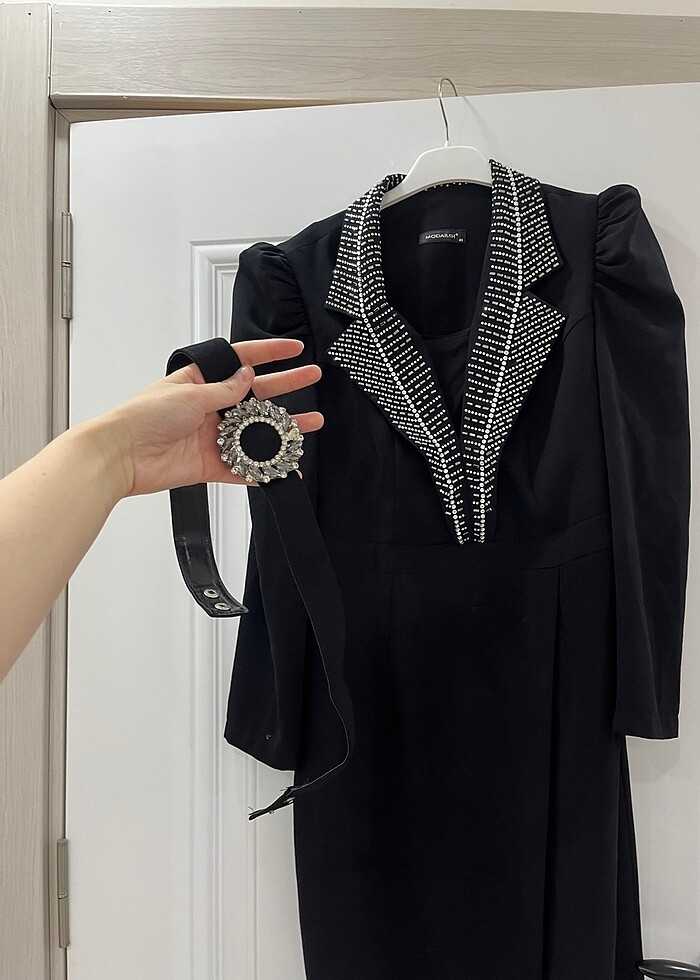 Şık abiye siyah midi boy - Görsel 3