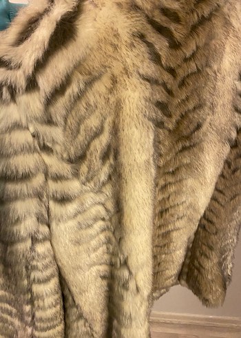 Bej Zebra Desenli Kadın Suni Kürk Ceket - Görsel 6