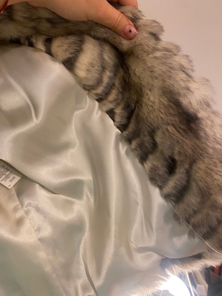 Bej Zebra Desenli Kadın Suni Kürk Ceket - Görsel 3