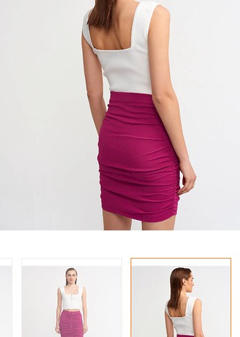 Pilise Detaylı Kısa Pembe Mini Etek - Görsel 2