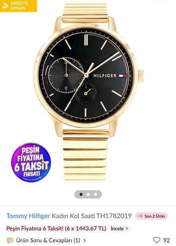 Tommy Hilfiger ORJİNAL Tommy Hilfiger BAYAN SAAT GOLD