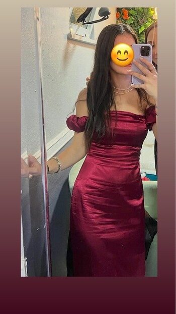 s Beden bordo Renk Saten elbise