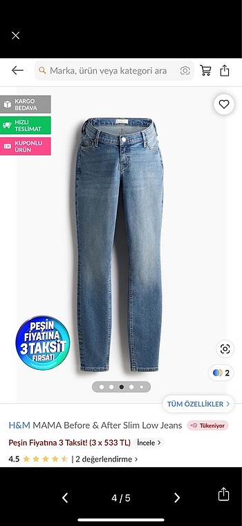 H&M hamile jean